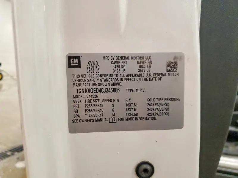 2012 CHEVROLET TRAVERSE LT  