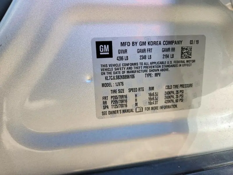 2019 CHEVROLET TRAX 1LT  