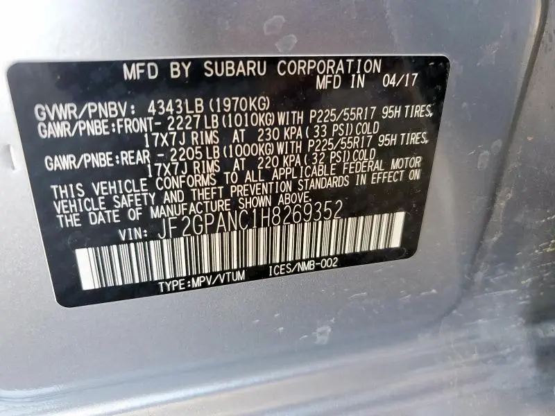2017 SUBARU CROSSTREK LIMITED  