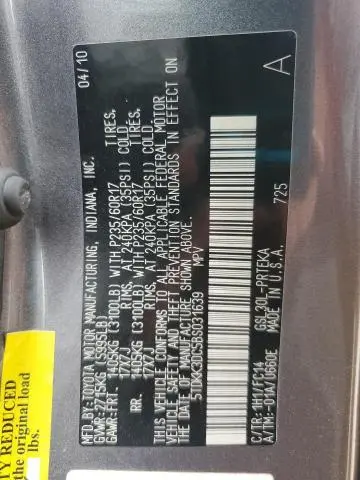 2011 TOYOTA SIENNA LE  