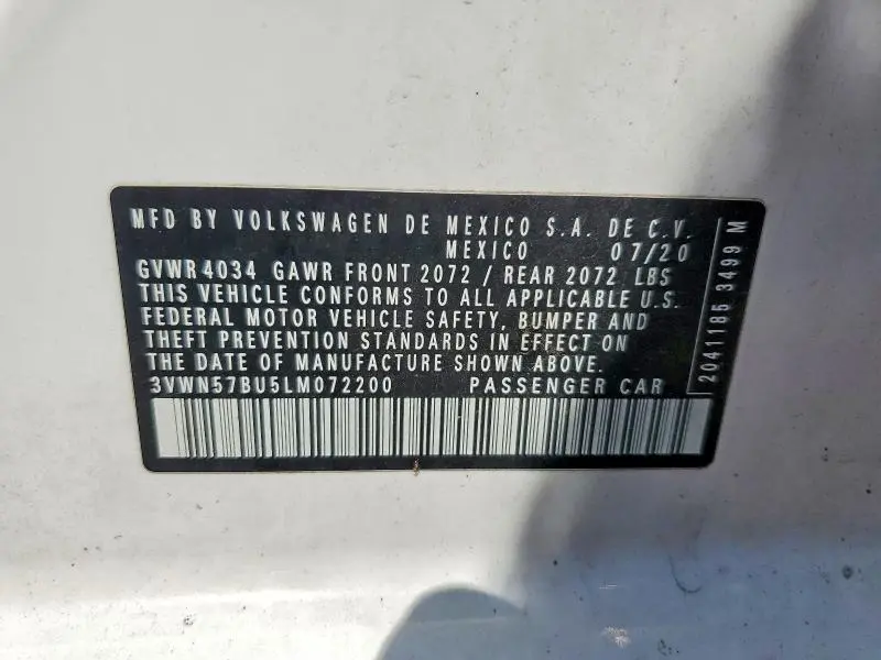 2020 VOLKSWAGEN JETTA S  