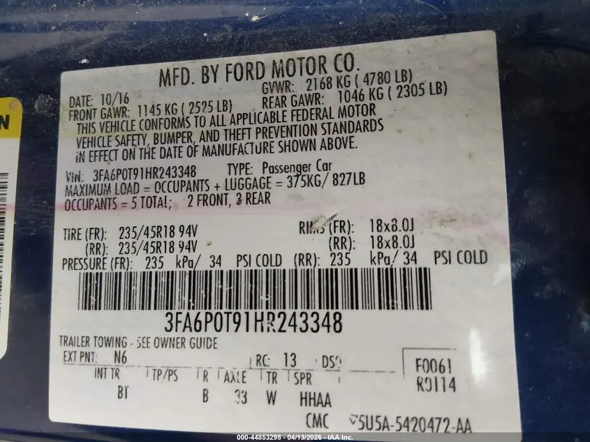 2017 FORD FUSION SE