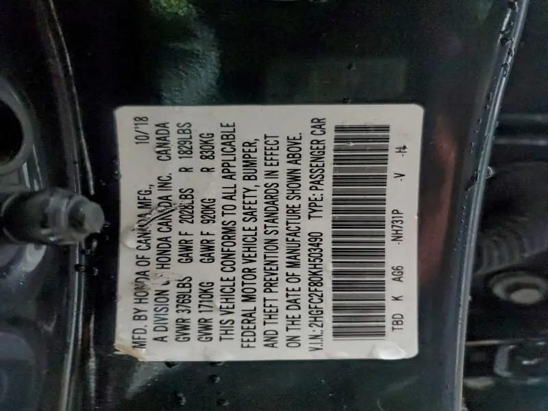 2019 HONDA CIVIC SPORT  