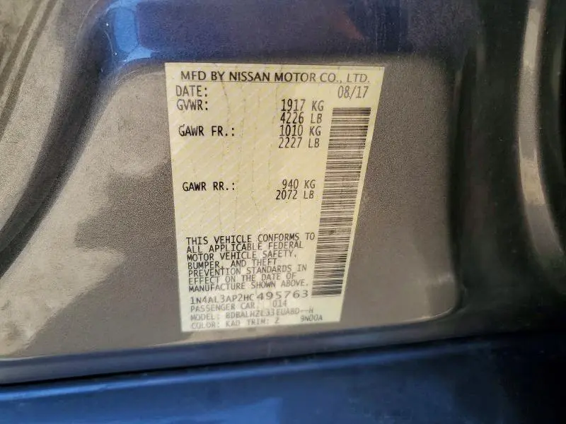 2017 NISSAN ALTIMA 2.5 SR  