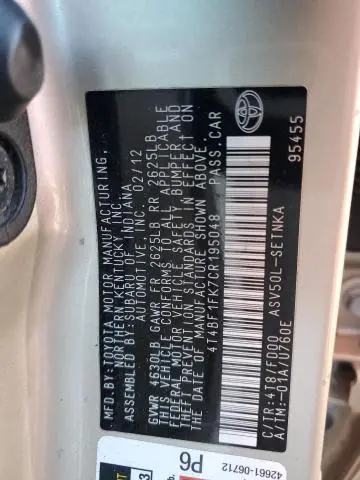 2012 TOYOTA CAMRY BASE  