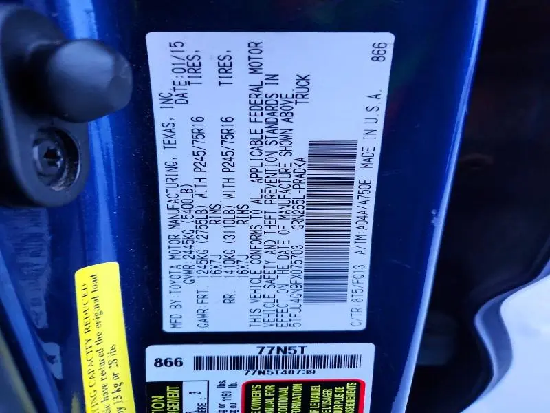 2015 TOYOTA TACOMA DOUBLE CAB PRERUNNER  