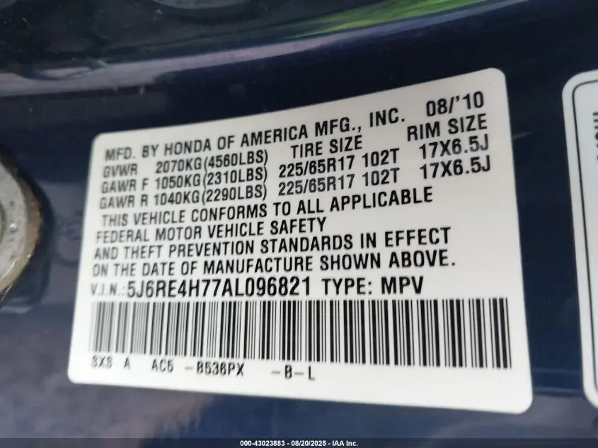2010 HONDA CR-V EX-L