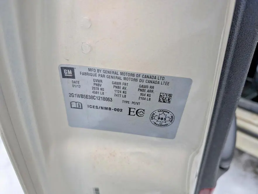 2012 CHEVROLET IMPALA LT  