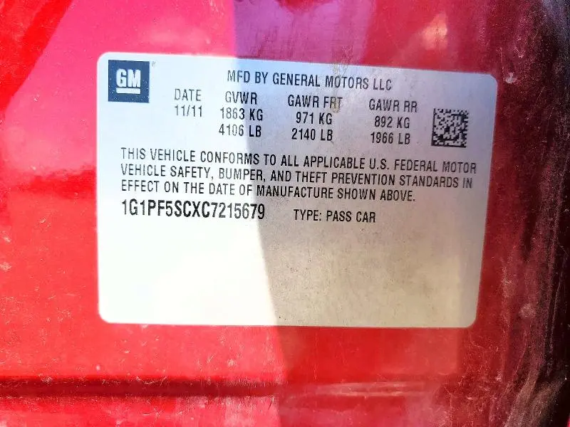 2012 CHEVROLET CRUZE LT  
