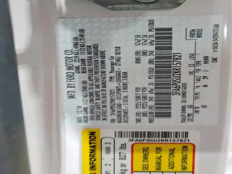 2019 FORD FUSION TITANIUM  