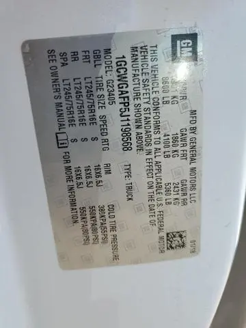 2018 CHEVROLET EXPRESS G2500   