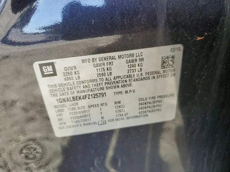 2015 CHEVROLET EQUINOX LT  