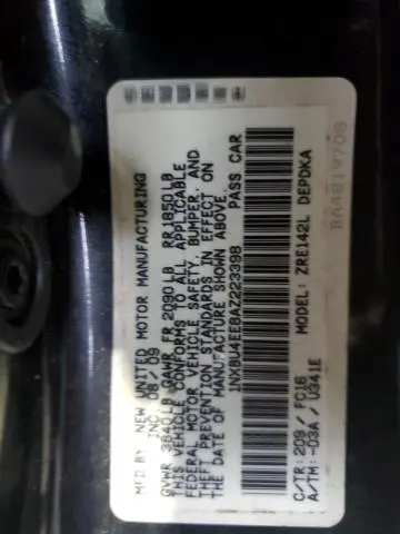 2010 TOYOTA COROLLA BASE  