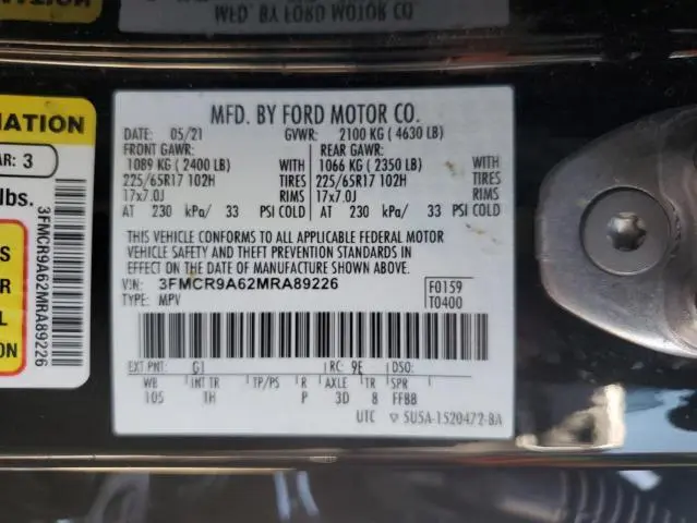 2021 FORD BRONCO SPORT   