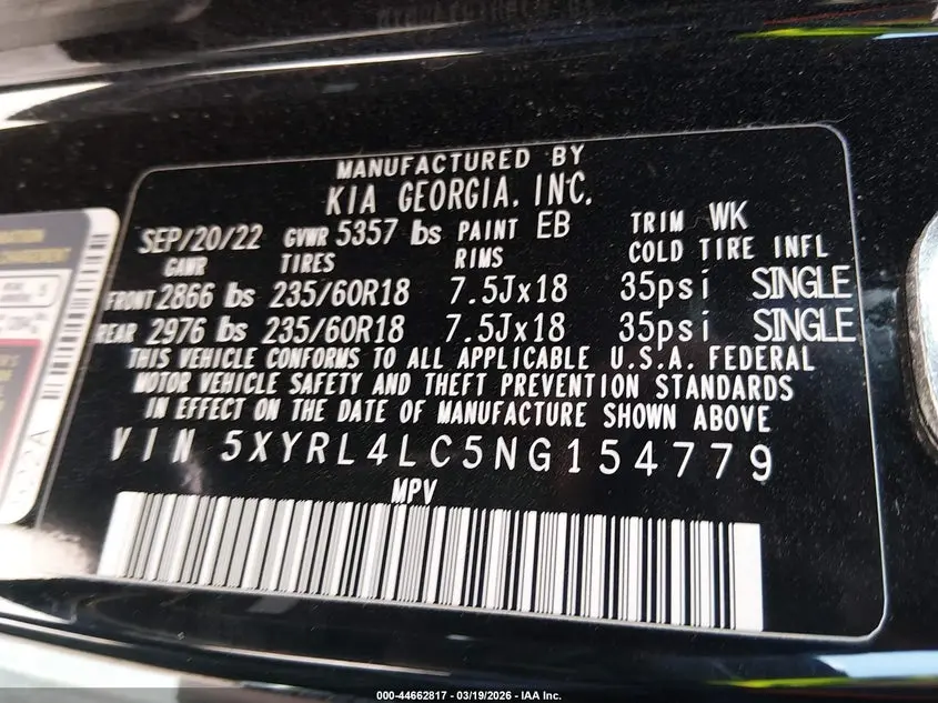 2022 KIA SORENTO S
