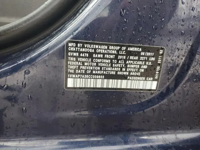 2012 VOLKSWAGEN PASSAT S  