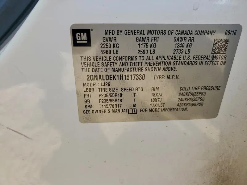 2017 CHEVROLET EQUINOX PREMIER  