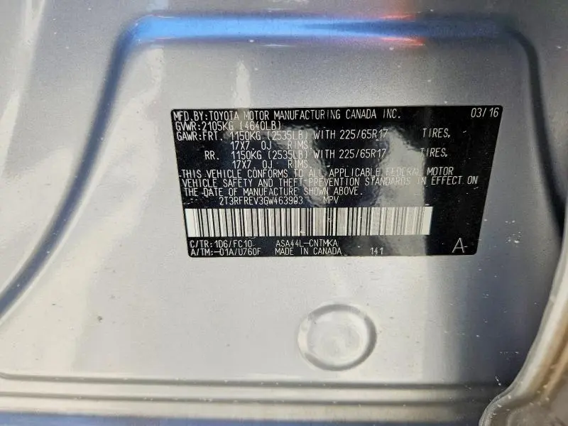 2016 TOYOTA RAV4 XLE  
