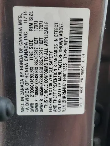 2015 HONDA CR-V EXL  