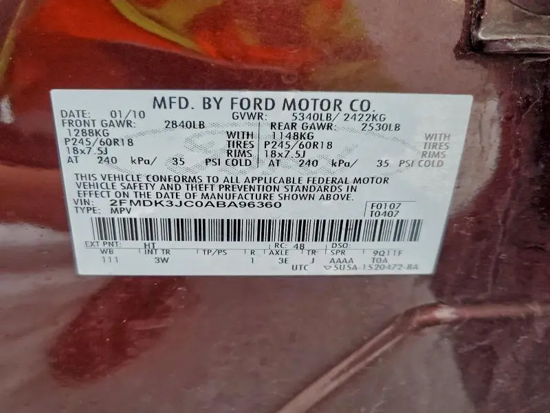 2010 FORD EDGE SEL  
