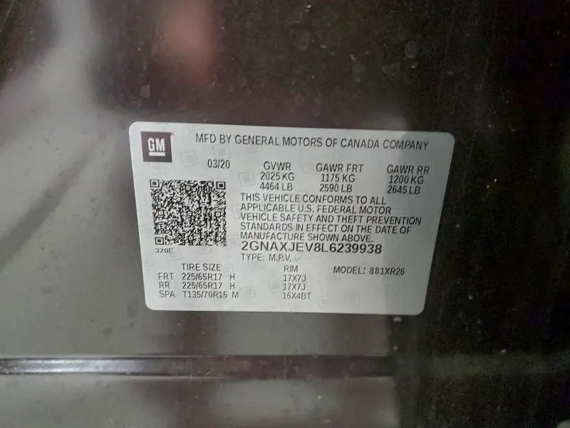 2020 CHEVROLET EQUINOX LT  