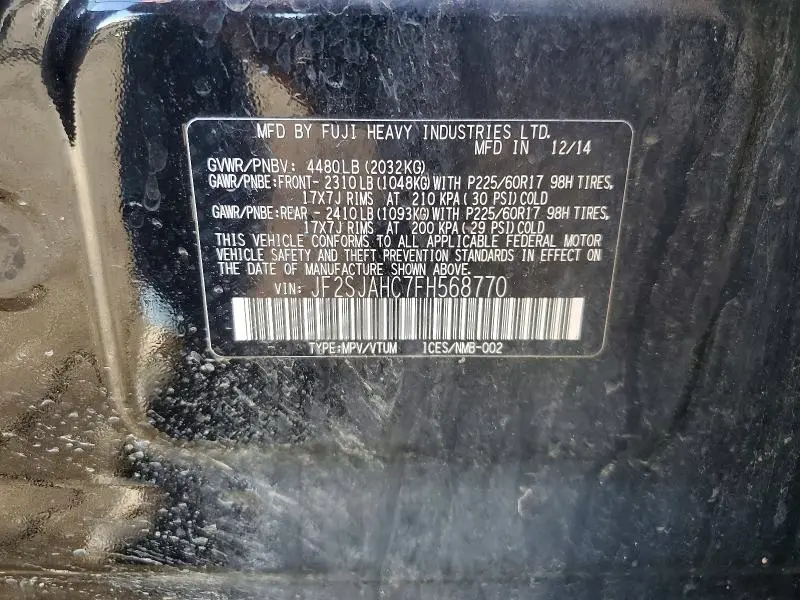 2015 SUBARU FORESTER 2.5I LIMITED  