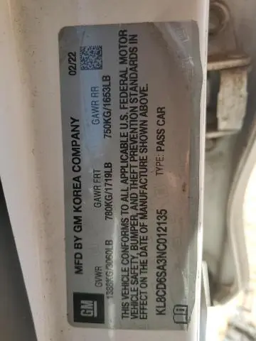 2022 CHEVROLET SPARK 1LT  