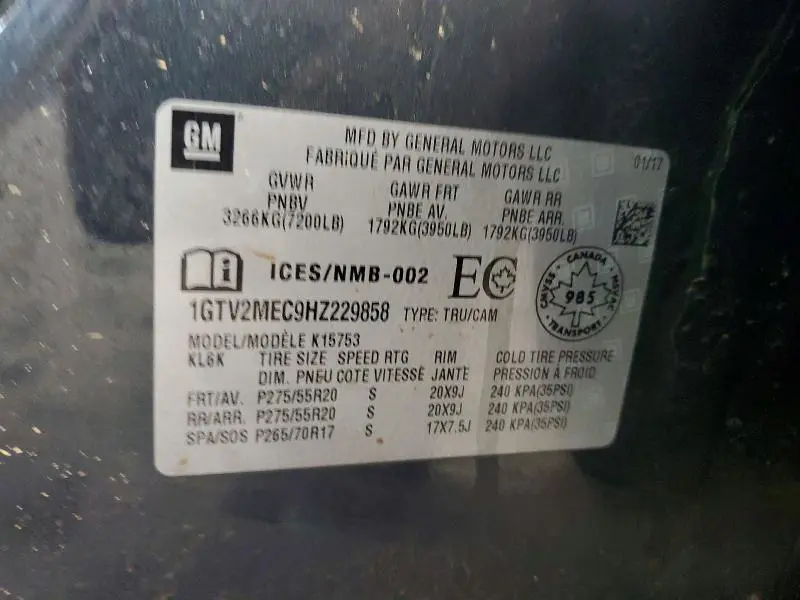 2017 GMC SIERRA K1500 SLE  