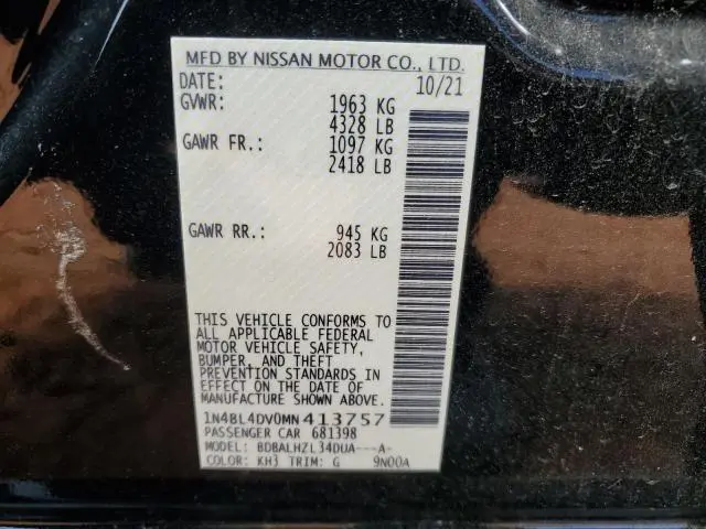 2021 NISSAN ALTIMA SV  