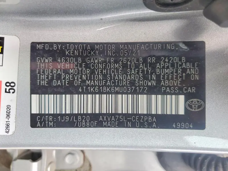 2021 TOYOTA CAMRY XSE  
