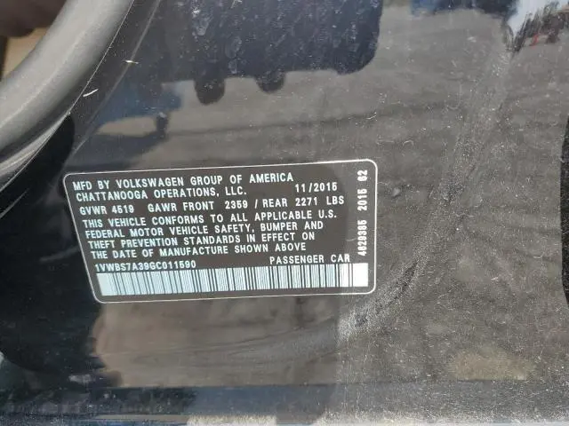 2016 VOLKSWAGEN PASSAT SE  