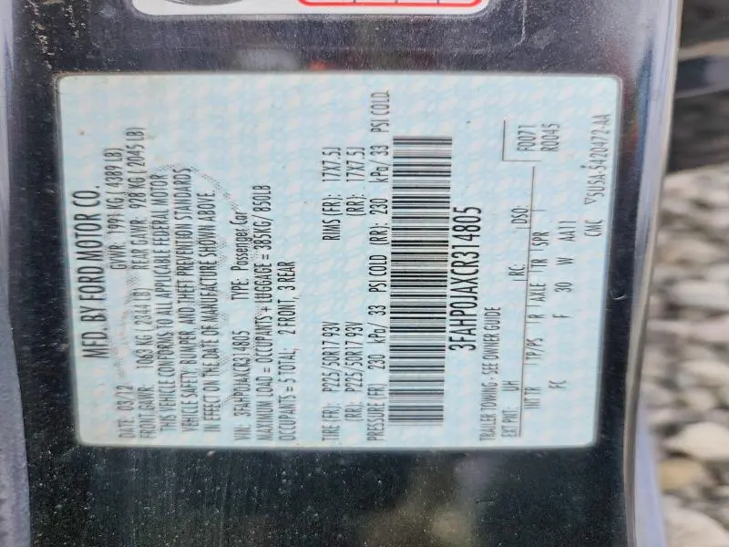 2012 FORD FUSION SEL  