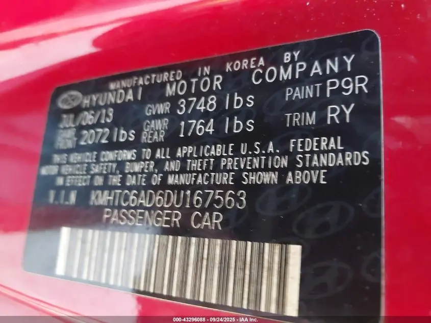 2013 HYUNDAI VELOSTER BASE W/BLACK