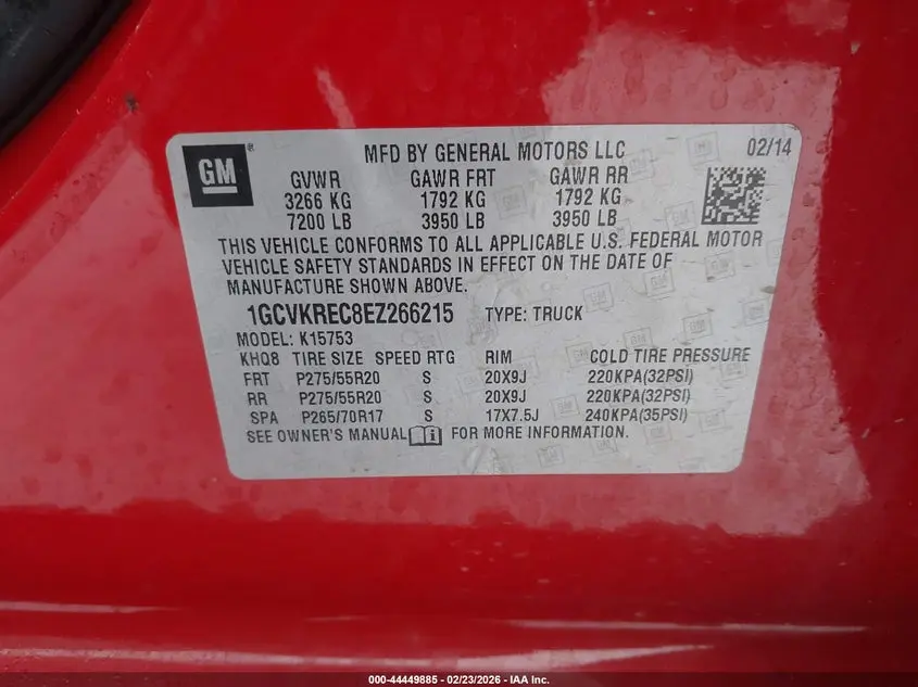 2014 CHEVROLET SILVERADO 1500 2LT