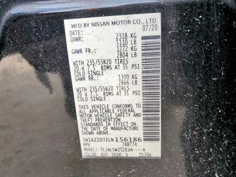 2020 NISSAN MURANO PLATINUM  