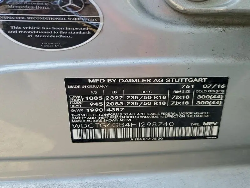 2017 MERCEDES-BENZ GLA 250 4MATIC  