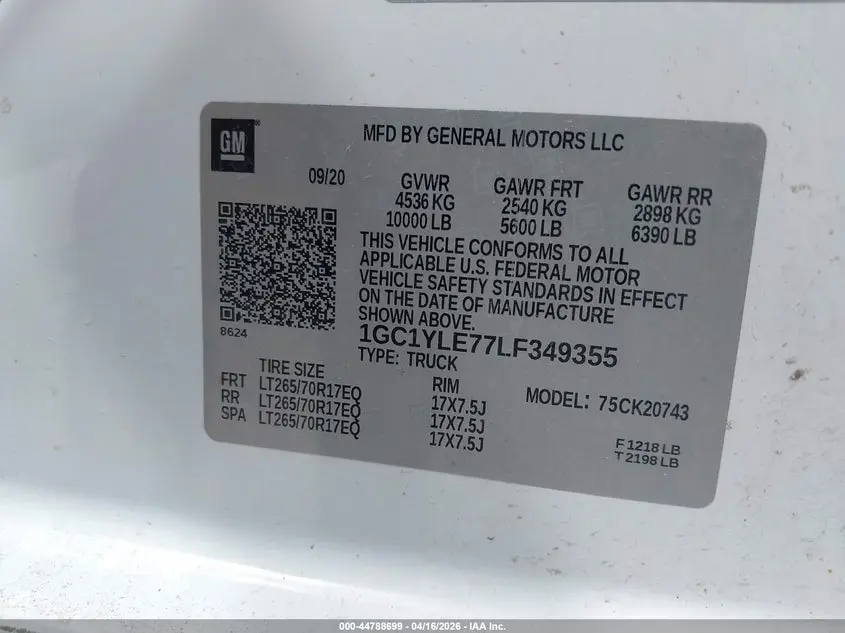 2020 CHEVROLET SILVERADO 2500HD 4WD  STANDARD BED WT