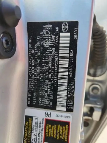 2012 TOYOTA CAMRY BASE  