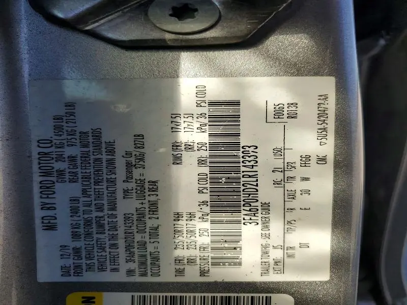 2020 FORD FUSION SE  
