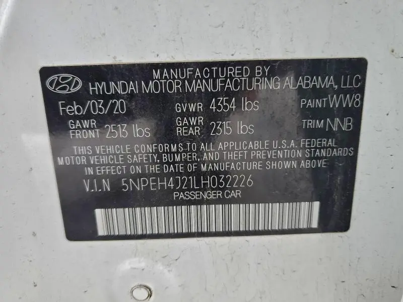 2020 HYUNDAI SONATA LIMITED  