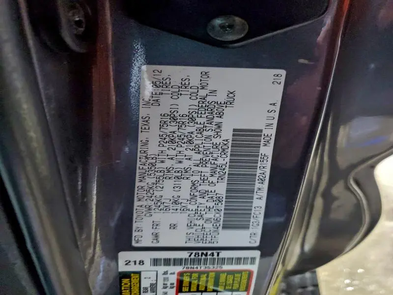 2012 TOYOTA TACOMA ACCESS CAB  