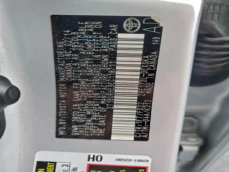 2014 TOYOTA COROLLA L  