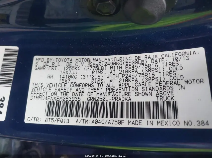 2014 TOYOTA TACOMA BASE V6