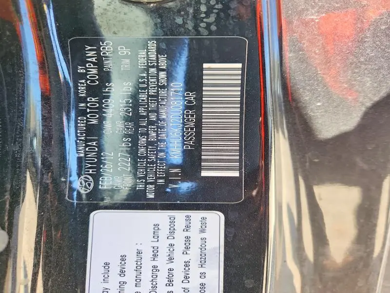 2013 HYUNDAI GENESIS 3.8L  