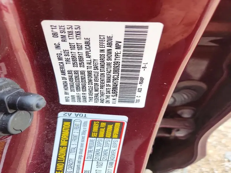 2012 HONDA CR-V EXL  