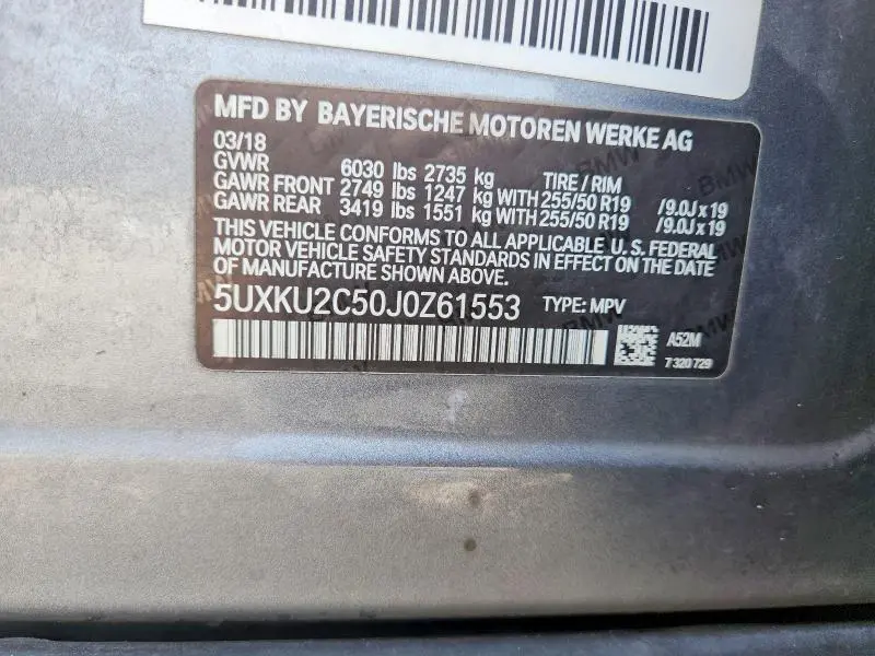 2018 BMW X6 XDRIVE35I  