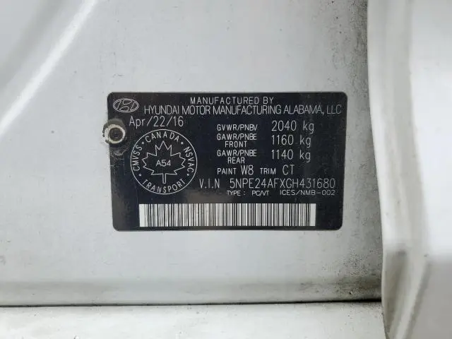 2016 HYUNDAI SONATA SE  