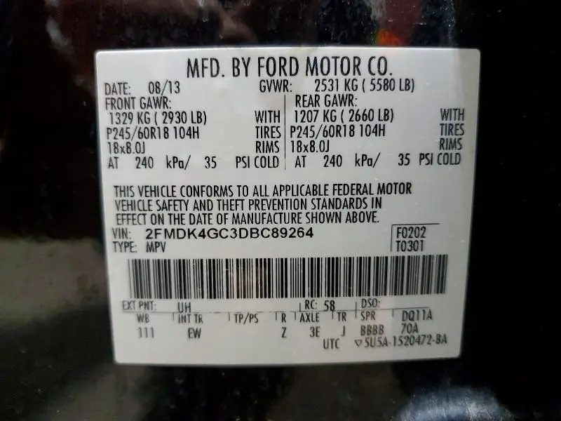 2013 FORD EDGE SE  
