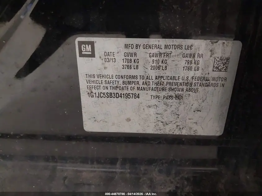 2013 CHEVROLET SONIC LT AUTO