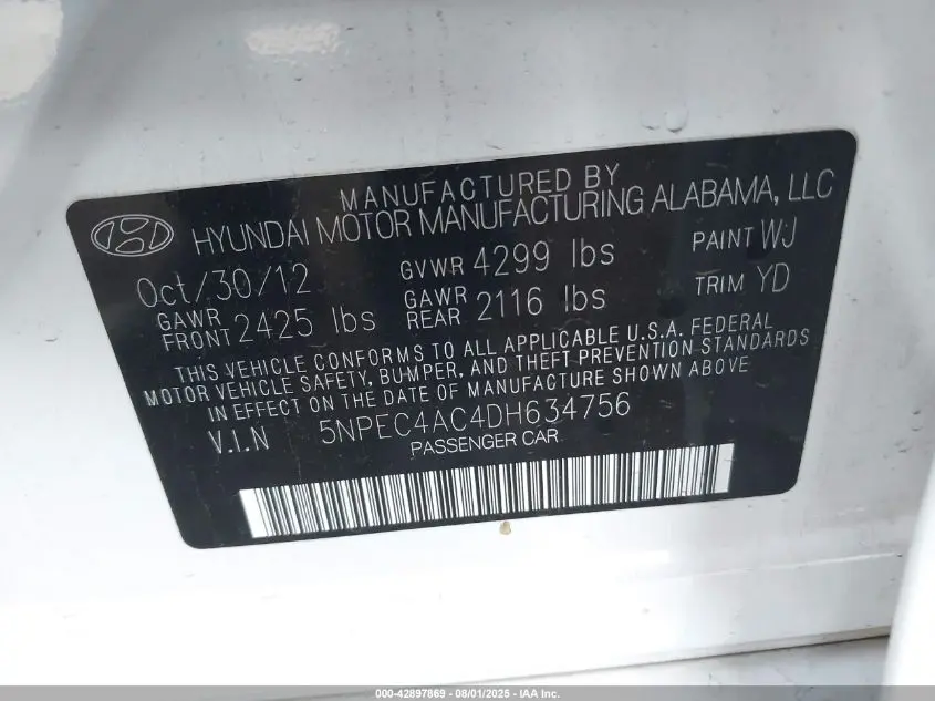 2013 HYUNDAI SONATA LIMITED